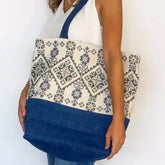 Sac Cabas jean et broderie main